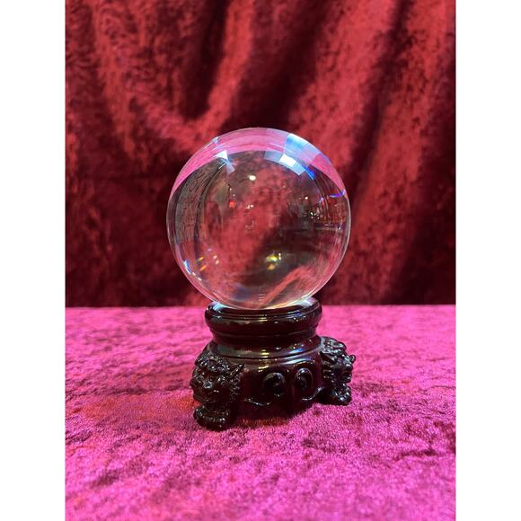 Vintage Curiosities - Crystal Ball with Carved Wood Dragon Head Stand - Medium - Picture 4 of 8